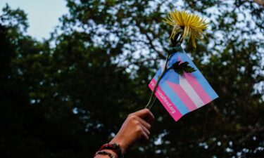 Protesters rally in support of trans youth outside the Texas Capitol on Tuesday