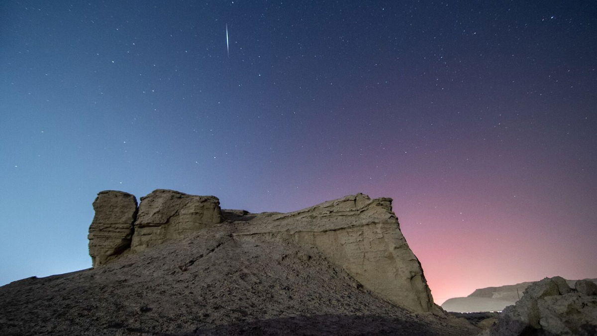 <i>Xue Bing/Costfoto/Future Publishing/Getty Images</i><br/>The Quadrantid meteor shower is seen in the night sky over the city of Korla in China's Bayingolin Mongolian Autonomous Prefecture