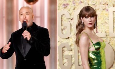 Jo Koy (left) and Taylor Swift (right) at the 81st Annual Golden Globe Awards at The Beverly Hilton hotel in Beverly Hills