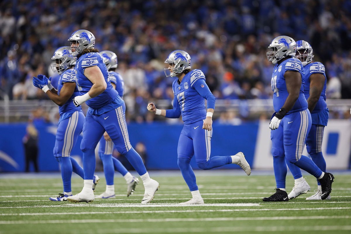 <i>Paul Sancya/AP</i><br/>Detroit Lions quarterback Jared Goff walks off the field after an NFL wild-card playoff football game against the Los Angeles Rams