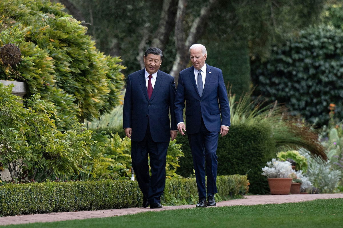 <i>Brendan Smialowski/AFP/Getty Images</i><br/>President Joe Biden (right) and Chinese leader Xi Jinping after a meeting during the Asia-Pacific Economic Cooperation (APEC) Leaders' week in Woodside