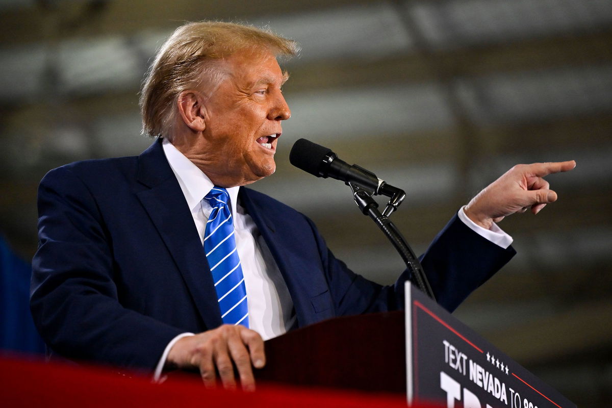 <i>David Becker/Getty Images</i><br/>Former President Donald Trump speaks during a campaign event in Las Vegas on January 27