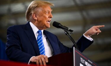 Former President Donald Trump speaks during a campaign event at Big League Dreams Las Vegas on January 27