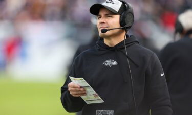 Baltimore Ravens defensive coordinator Mike Macdonald watches his team during the first half of an NFL game on December 31