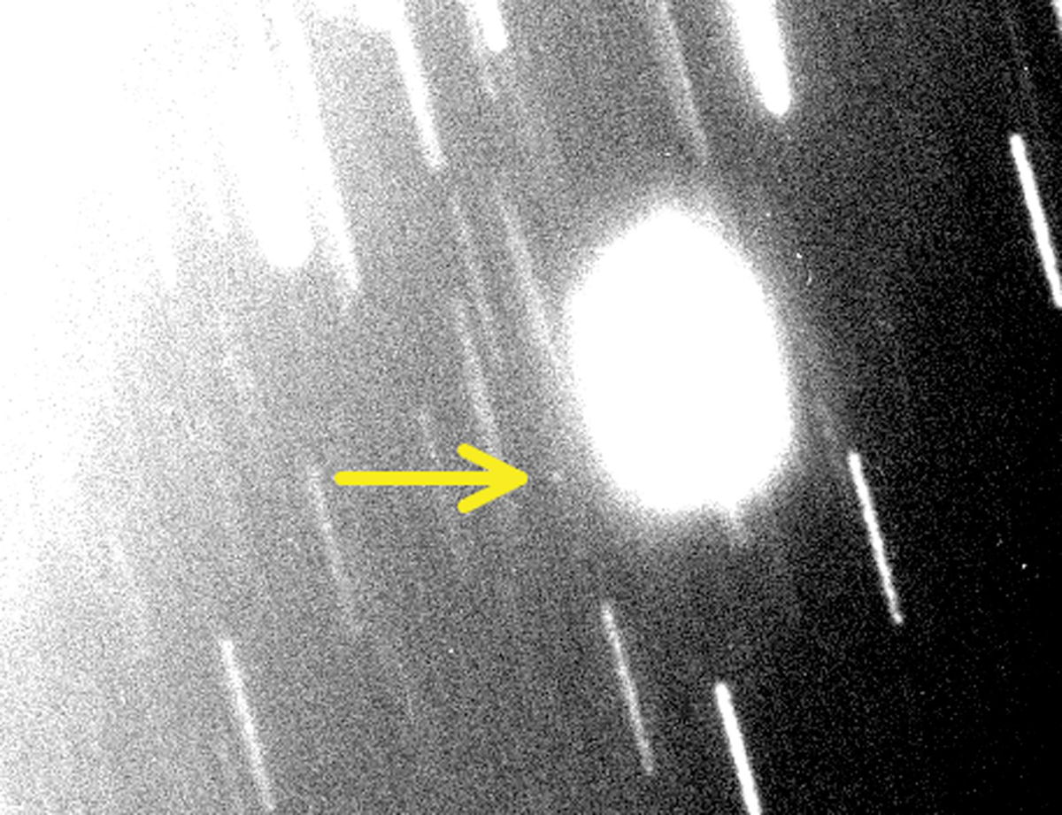 <i>Scott Sheppard/Carnegie Science via CNN Newsource</i><br />This discovery image shows the new Uranian moon S/2023 U1 using the Magellan telescope on November 4