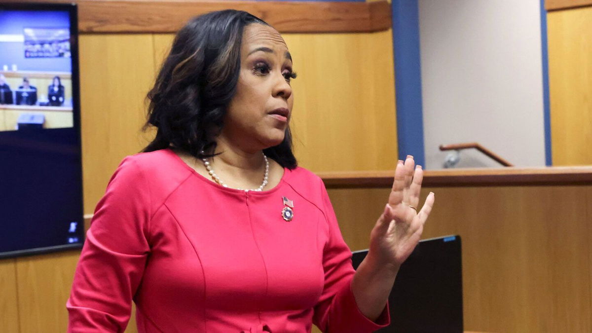 <i>Alyssa Pointer/USA Today Network/File via CNN Newsource</i><br/>District Attorney Fani Willis speaks during a hearing in the case of State of Georgia v. Donald John Trump at the Fulton County Courthouse in Atlanta