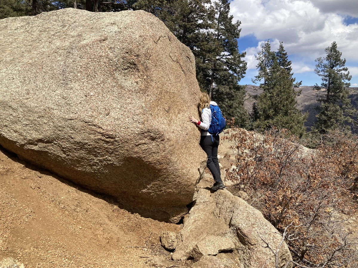 Large boulder blocking Barr Trail