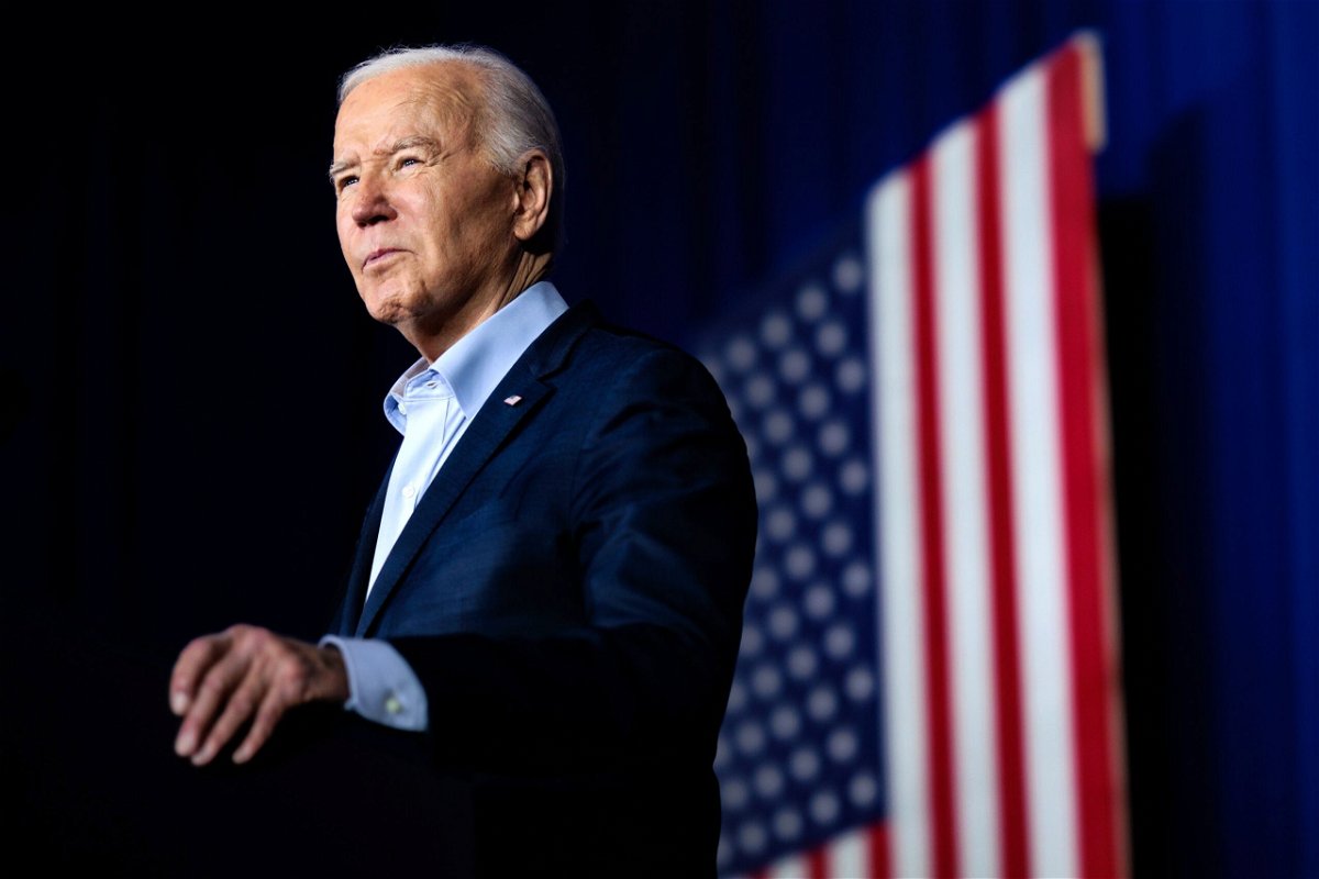 <i>Hannah Beier/Bloomberg/Getty Images via CNN Newsource</i><br/>President Joe Biden is pictured during a campaign event at the Scranton Cultural Center at the Masonic Temple in Scranton