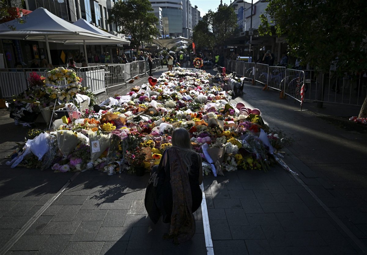 <i>Steven Saphore/AAP/Reuters via CNN Newsource</i><br/>The attack on the bishop came just days after an unrelated knife massacre in a Sydney shopping mall that claimed the lives of six people and their attacker. Pictured are floral tributes for victims of the mall attack in Sydney on April 16.