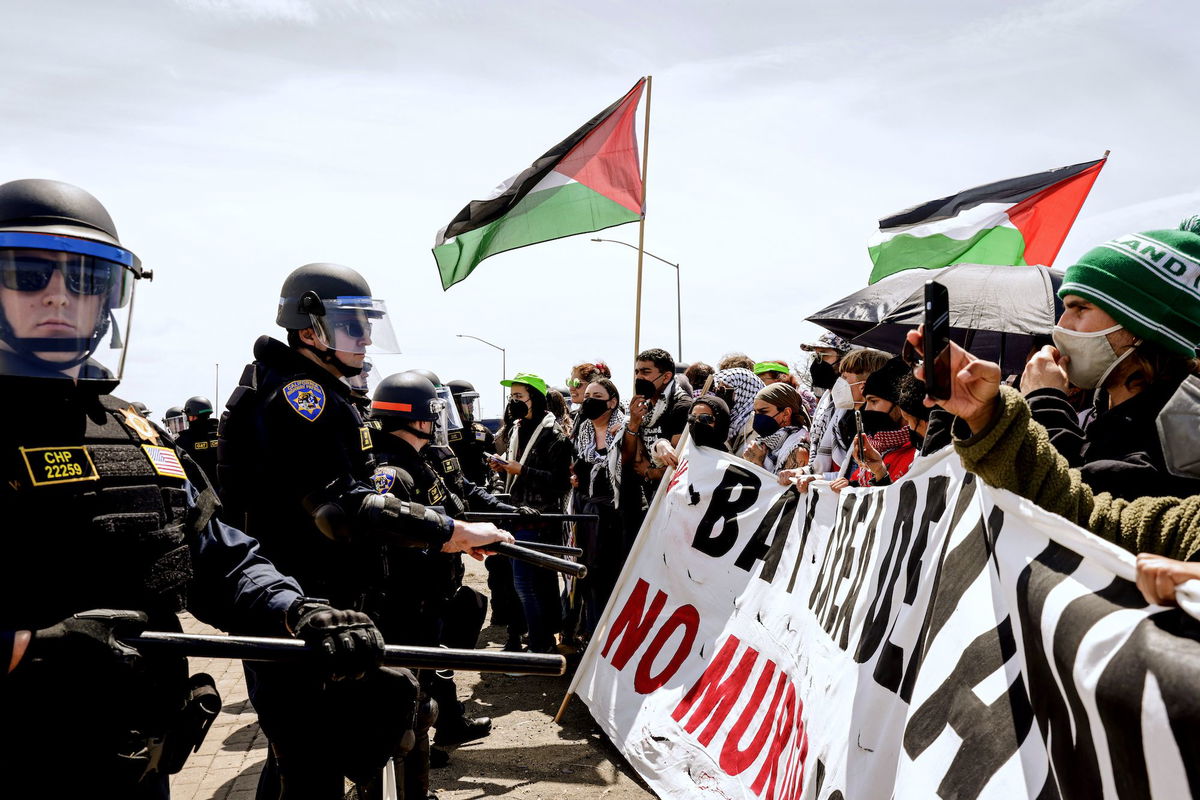 <i>Brontë Wittpenn/San Francisco Chronicle/AP via CNN Newsource</i><br/>One of three protests in the Bay Area involved people who blocked Interstate 880