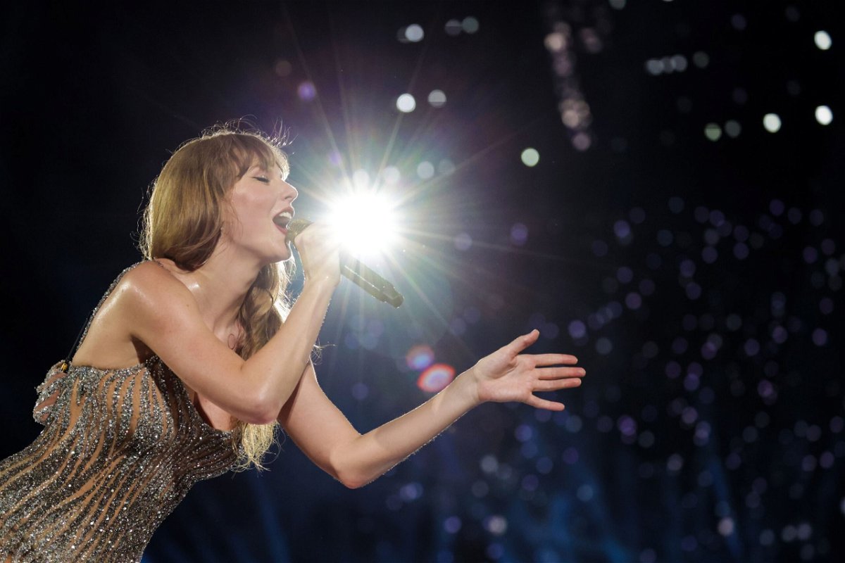 <i>Ashok Kumar/TAS24/Getty Images via CNN Newsource</i><br/>Taylor Swift performing her 'Eras Tour' in Singapore in March.