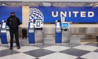 Passengers check in for United Airlines flights at O'Hare International Airport in January. The airline said the grounding of its fleet of Boeing 737 Max 9 jets due to the blowout of a door plug on an Alaska Airlines flight cost it $200 million.