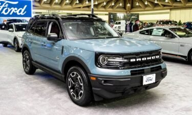 A 2022 Ford Bronco Sport is displayed at the 2022 Maryland Auto Show.