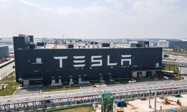 An aerial view of Tesla's gigafactory in Shanghai
