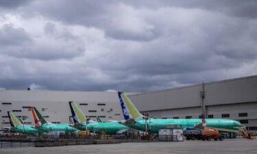 Boeing 737 MAX airplanes are pictured outside a Boeing factory in Renton