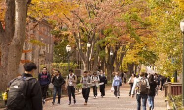 Students are seen here on Locust Walk at the University of Pennsylvania.