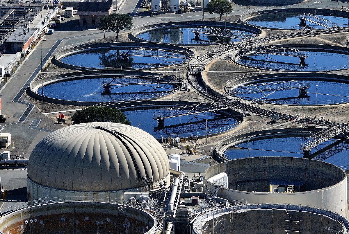 In an aerial view, pools of water are visible at a wastewater treatment plant on March 20, in California. US security officials are asking water authorities to shore up their defenses after finding weak security practices at water plants breached by hackers.