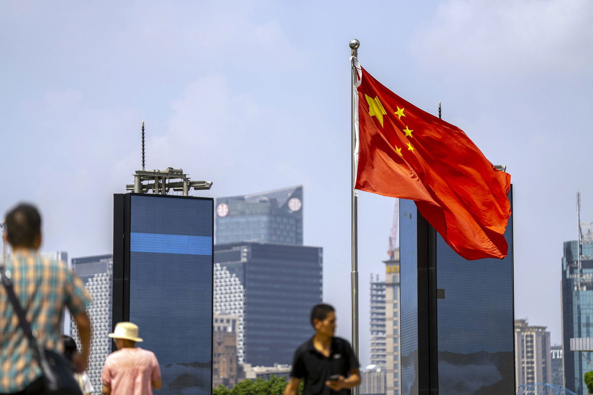 <i>Raul Ariano/Bloomberg/Getty Images via CNN Newsource</i><br />A Chinese flag in Pudong's Lujiazui Financial District in Shanghai