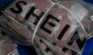 Garments of fast fashion e-commerce company Shein at a factory in Guangzhou