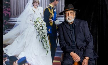 Photographer Anwar Hussein attends the photocall for the "Princess Diana: Accredited Access" exhibition at Dockside Vaults on May 23