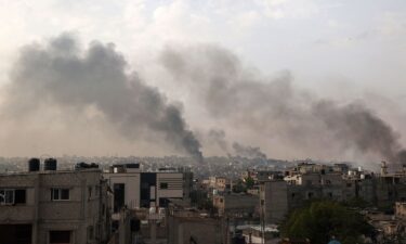 Smoke billows following Israeli strikes in Rafah city in the southern Gaza Strip on May 28.