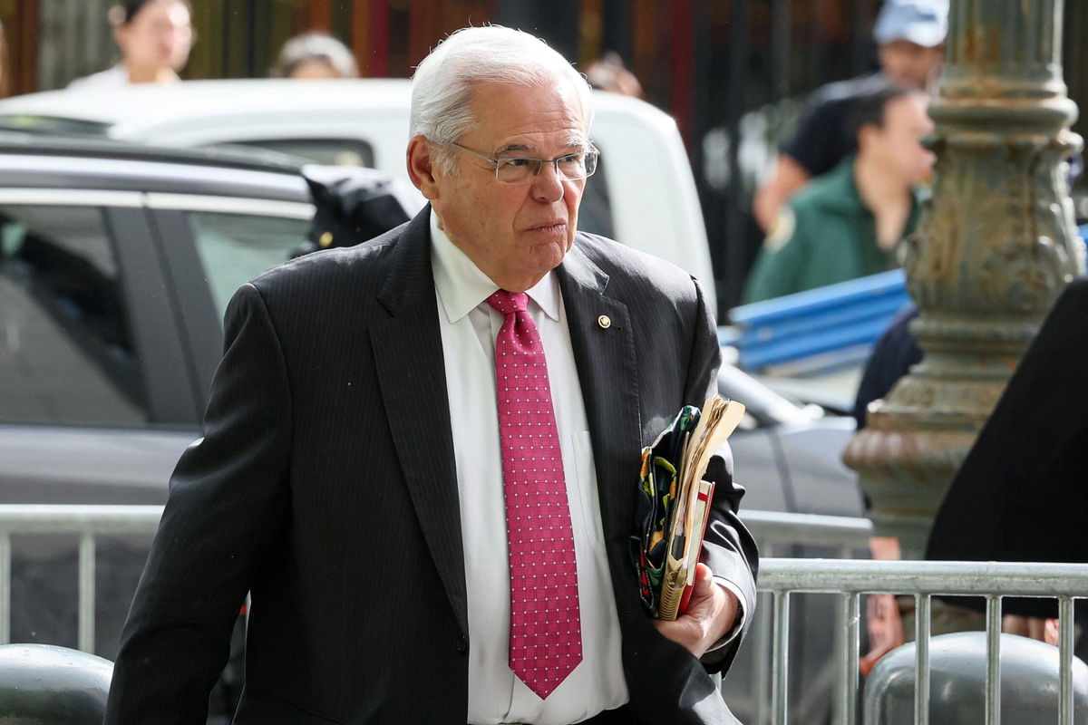 <i>Brendan McDermid/Reuters via CNN Newsource</i><br/>New Jersey Sen. Bob Menendez arrives at federal court in New York City on May 30.