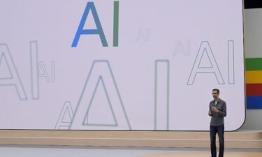 Alphabet CEO Sundar Pichai speaks at a Google I/O event in Mountain View