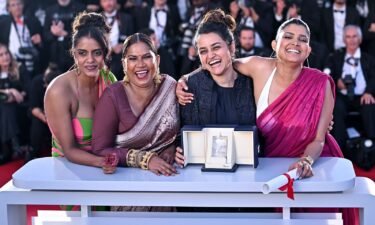 Payal Kapadia poses with the 'Grand Prix' Award for 'All We Imagine As Light' during the Palme D'Or Winners Photocall at the 77th annual Cannes Film Festival at Palais des Festivals on May 25