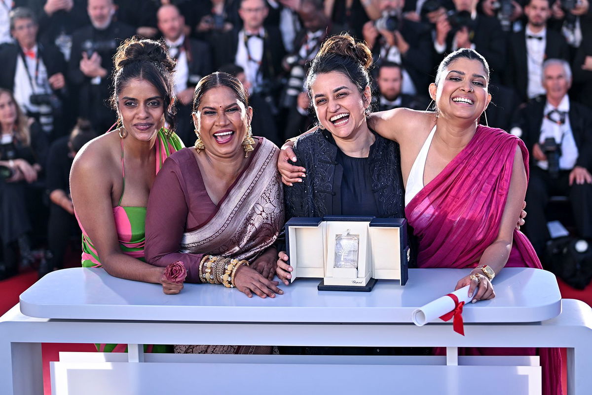 <i>Dominique Charriau/WireImage/Getty Images via CNN Newsource</i><br/>Payal Kapadia poses with the 'Grand Prix' Award for 'All We Imagine As Light' during the Palme D'Or Winners Photocall at the 77th annual Cannes Film Festival at Palais des Festivals on May 25