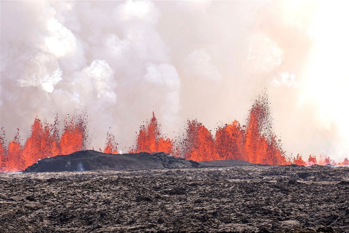 <i>Marco di Marco/AP via CNN Newsource</i><br />A volcano spews lava in Grindavík