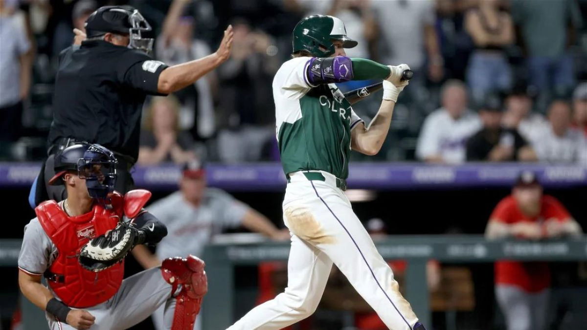 Home plate umpire Hunter Wendelstedt calls a pitch time clock violation.