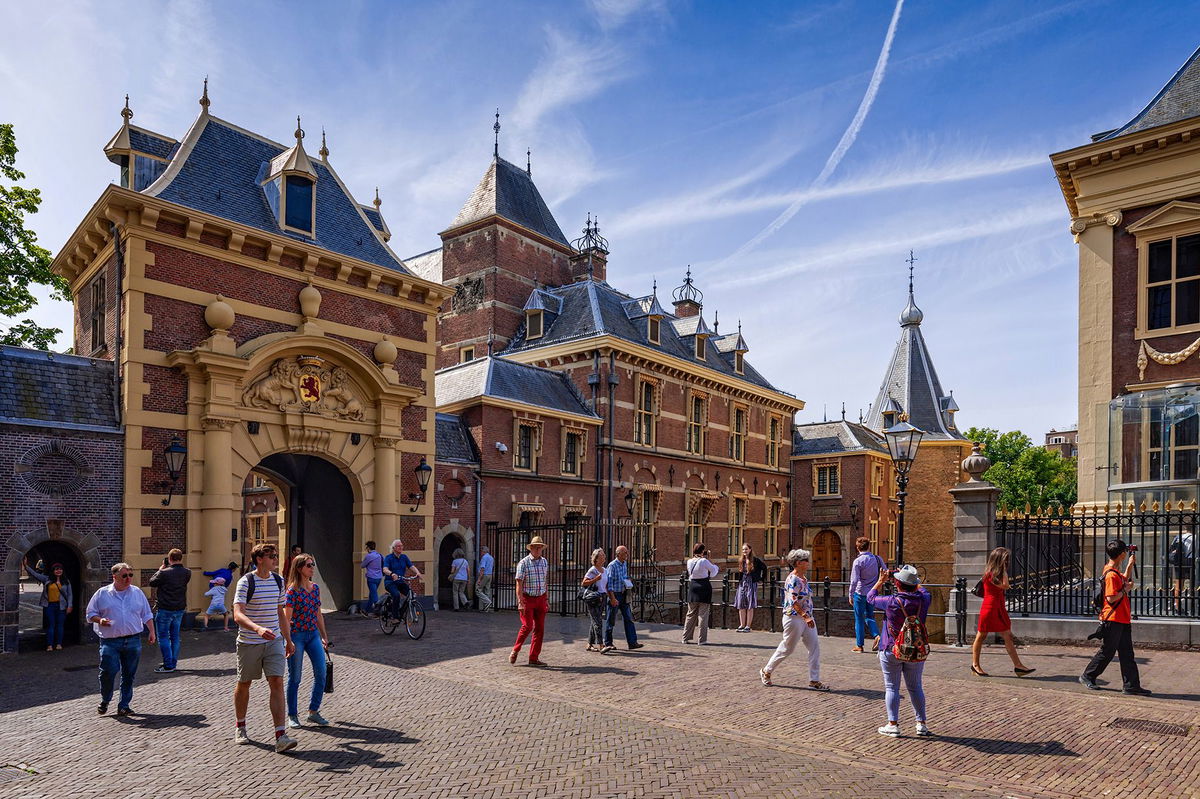 <i>GAPS/iStock Unreleased/Getty Images via CNN Newsource</i><br/>People walking around Binnenhof