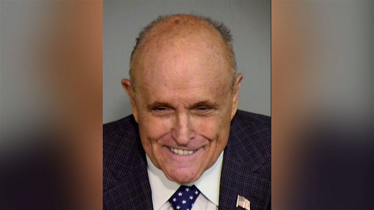 <i>Maricopa County Sheriff's Department via CNN Newsource</i><br />Rudy Giuliani's mug shot taken in Phoenix