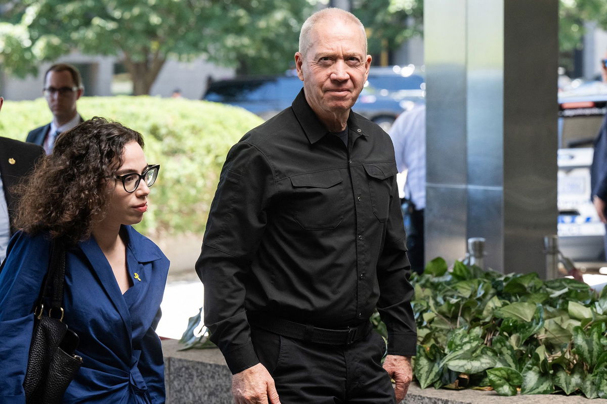 <i>Saul Loeb/AFP/Getty Images via CNN Newsource</i><br/>Israeli Defense Minister Yoav Gallant arrives at the US Department of State