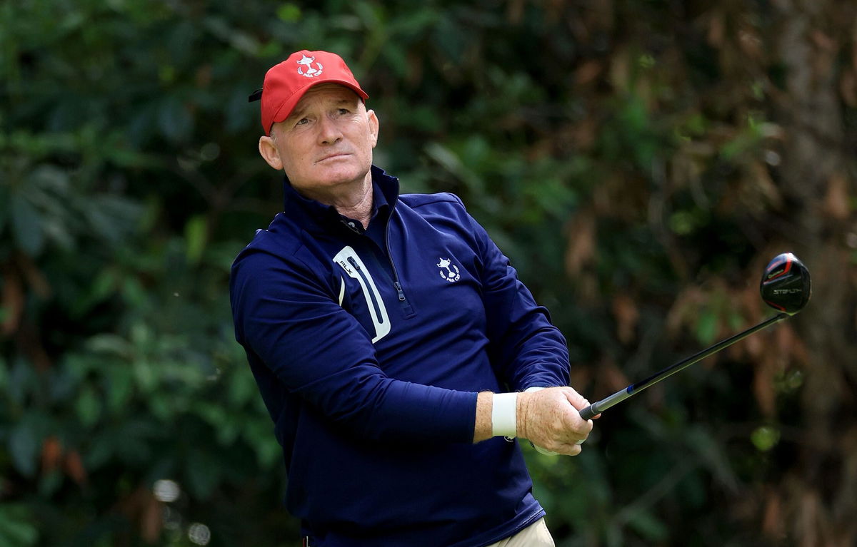 <i>Montana Pritchard/PGA of America/Getty Images via CNN Newsource</i><br/>Bensel Jr. plays from the fairway during the 2021 Senior PGA Championship at the Southern Hills Country Club in Tulsa