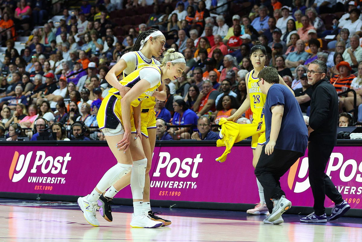 <i>M. Anthony Nesmith/Icon Sportswire/Getty Images via CNN Newsource</i><br/>Los Angeles Sparks forward Cameron Brink was helped off the court on Tuesday after sustaining an injury.