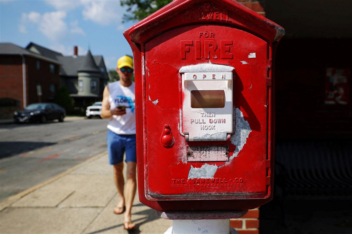 <i>Brian Snyder/Reuters via CNN Newsource</i><br/>Fire call boxes continue to function during a statewide outage in the 911 system for emergency calls in Somerville