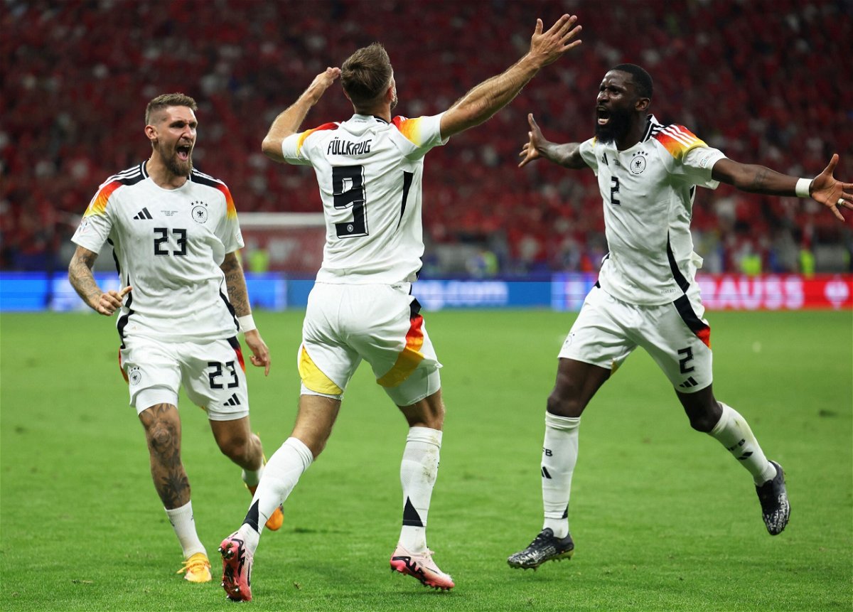 <i>Thilo Schmuelgen/Reuters via CNN Newsource</i><br/>Germany's Niclas Füllkrug celebrates scoring against Switzerland.