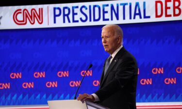 President Joe Biden speaks during the CNN Presidential Debate in Atlanta on June 27.