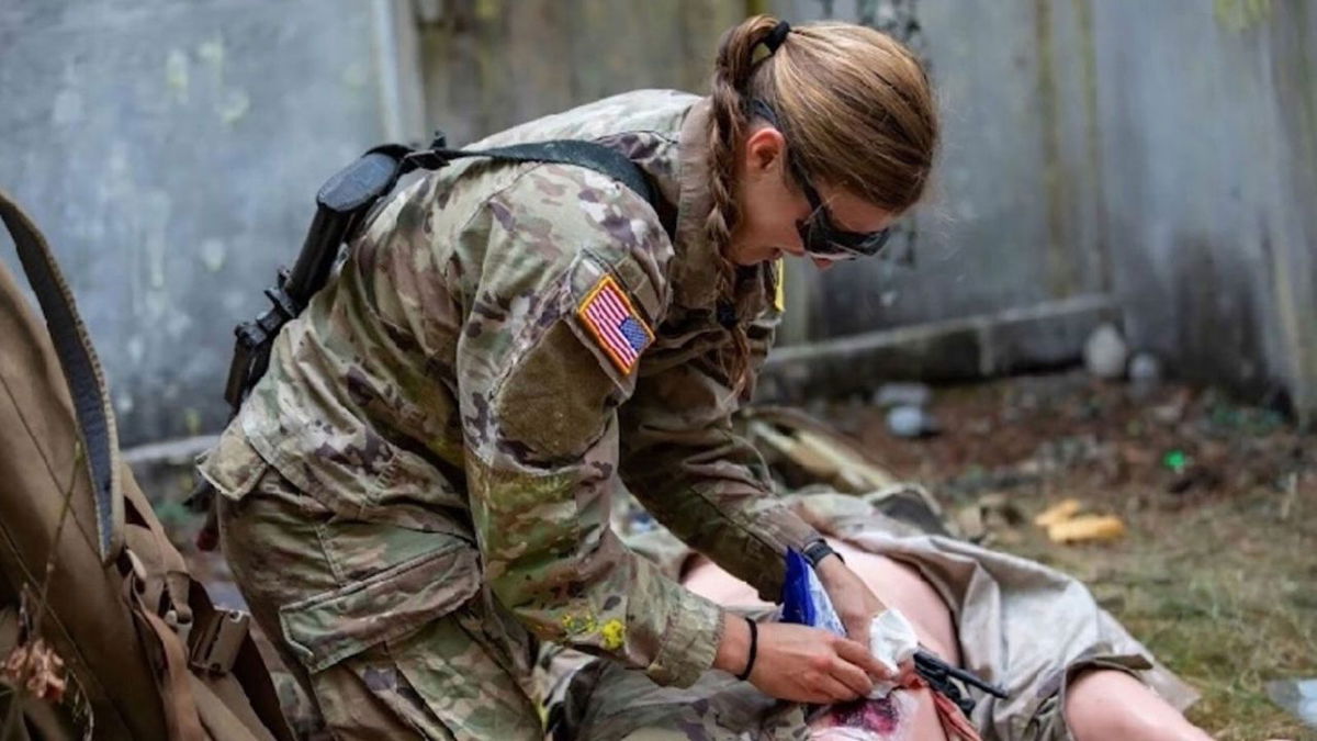 Capt. Molly Murphy treating a 