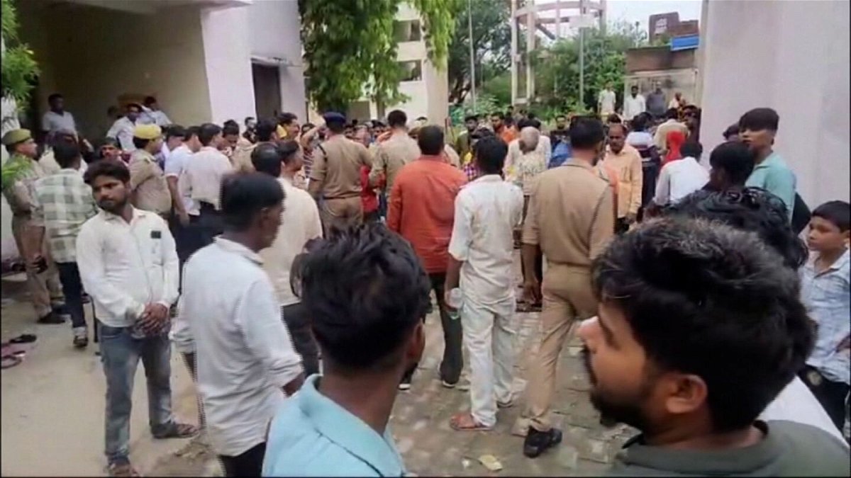 <i>Reuters via CNN Newsource</i><br />Crowds gather outside the emergency department of an Etah hospital. At least 87 people have been killed during a stampede at a religious gathering in India’s northern state of Uttar Pradesh on July 2