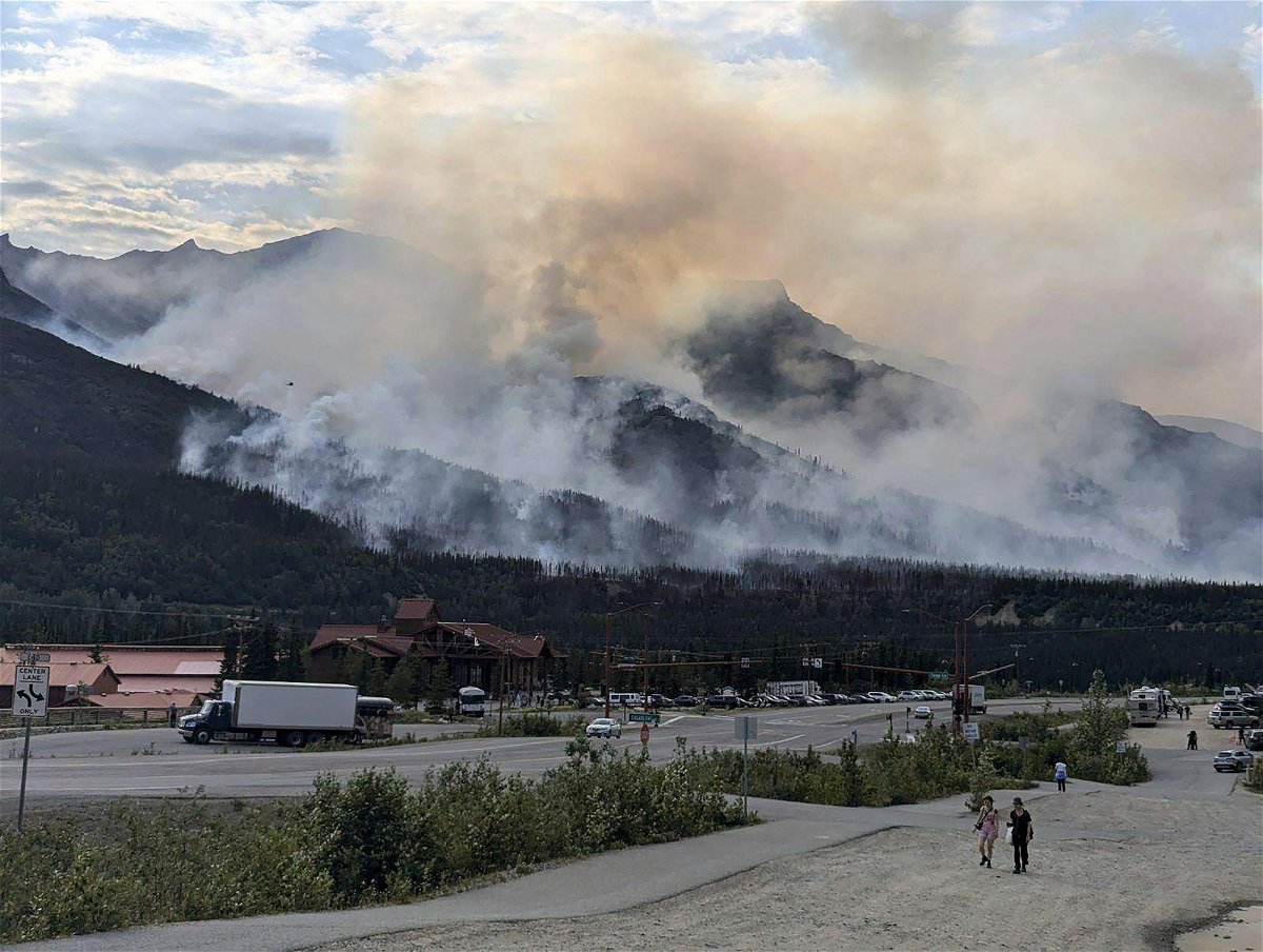 <i>National Park Service/AP via CNN Newsource</i><br />This photo provided by the National Park Service shows a wildfire burning about a mile north of Denali National Park and Preserve