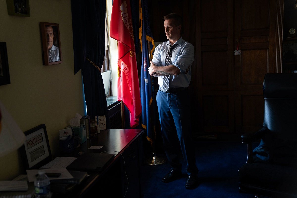 <i>Minh Connors/The Washington Post/Getty Images via CNN Newsource</i><br />Rep. Jared Golden poses for a portrait in his office on Thursday