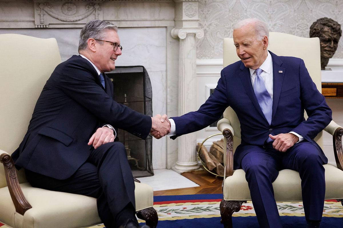 <i>Kevin Dietsch/Getty Images via CNN Newsource</i><br/>Israeli President Isaac Herzog speaks to the media following a meeting with US President Joe Biden at the White House on July 18