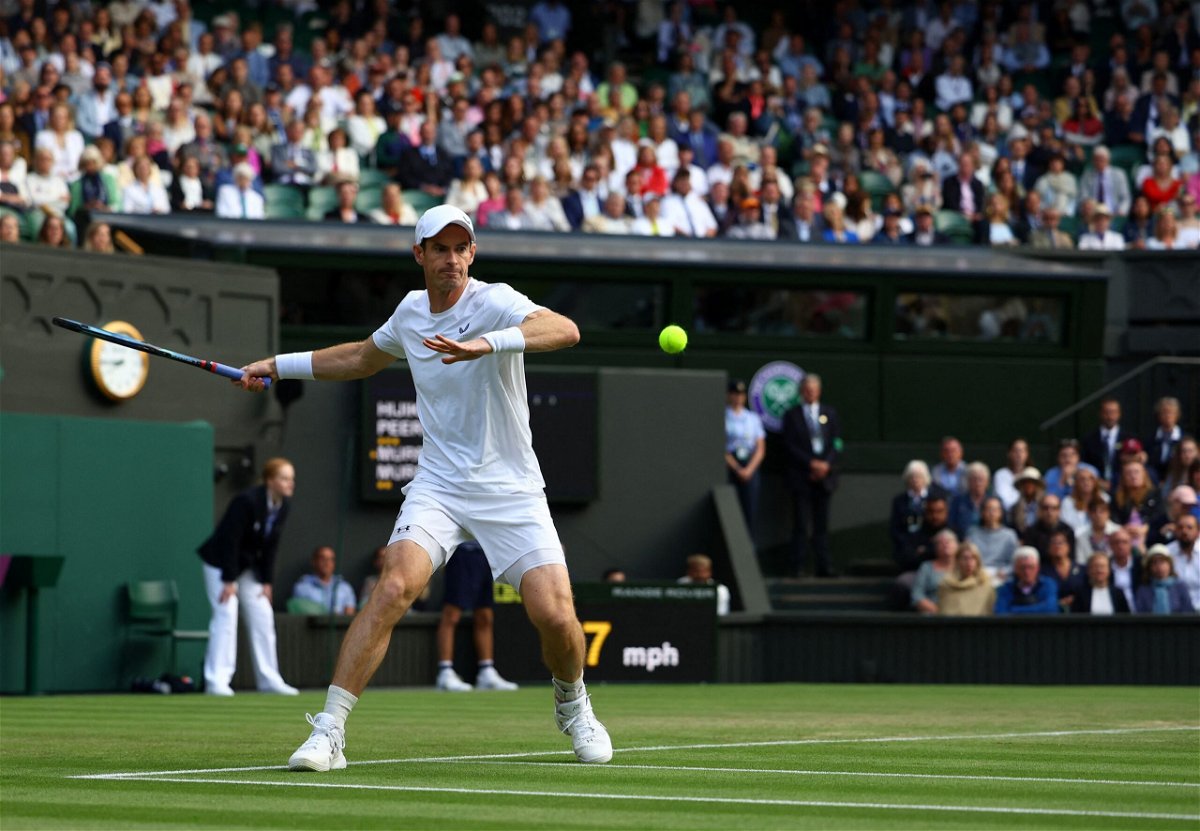 <i>Hannah McKay/Reuters via CNN Newsource</i><br/>Andy Murray in action in the men's doubles match with his brother Jamie.