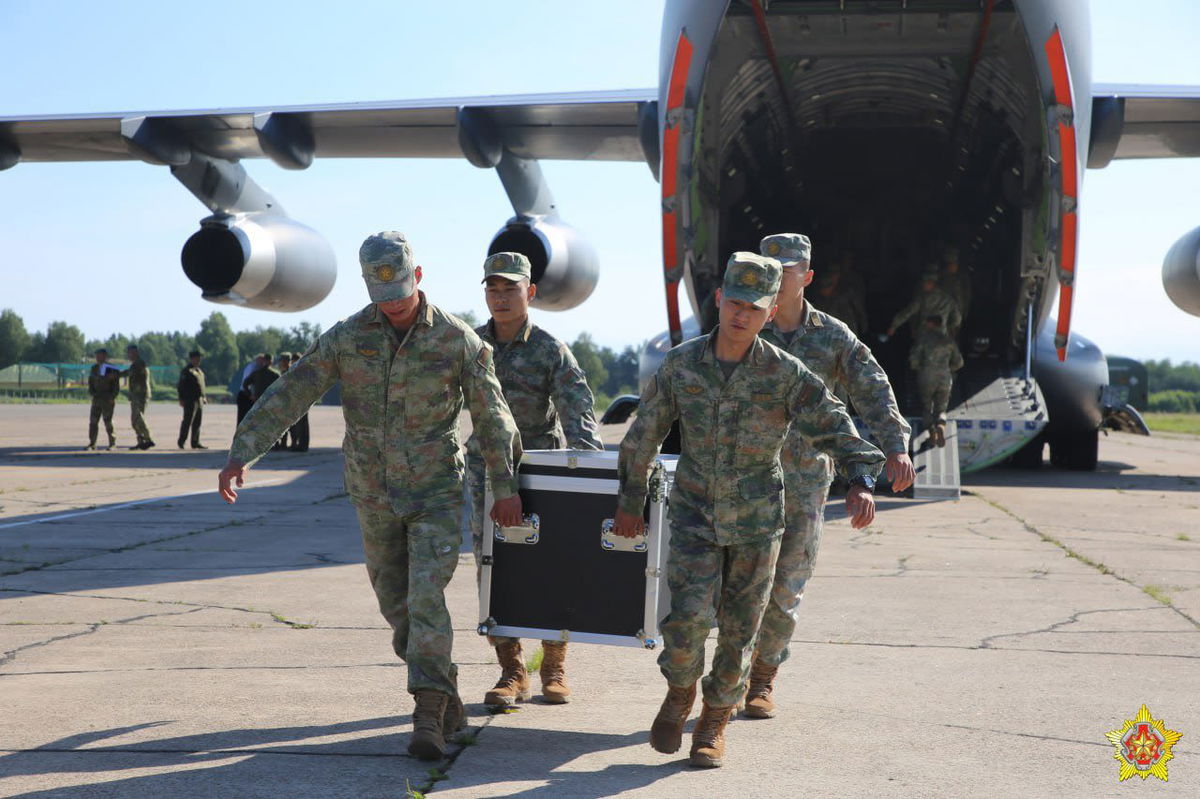 <i>Belarus Ministry of Defence via CNN Newsource</i><br />Chinese troops are shown arriving in Belarus in this photo provided by the Belarusian Ministry of Defense.