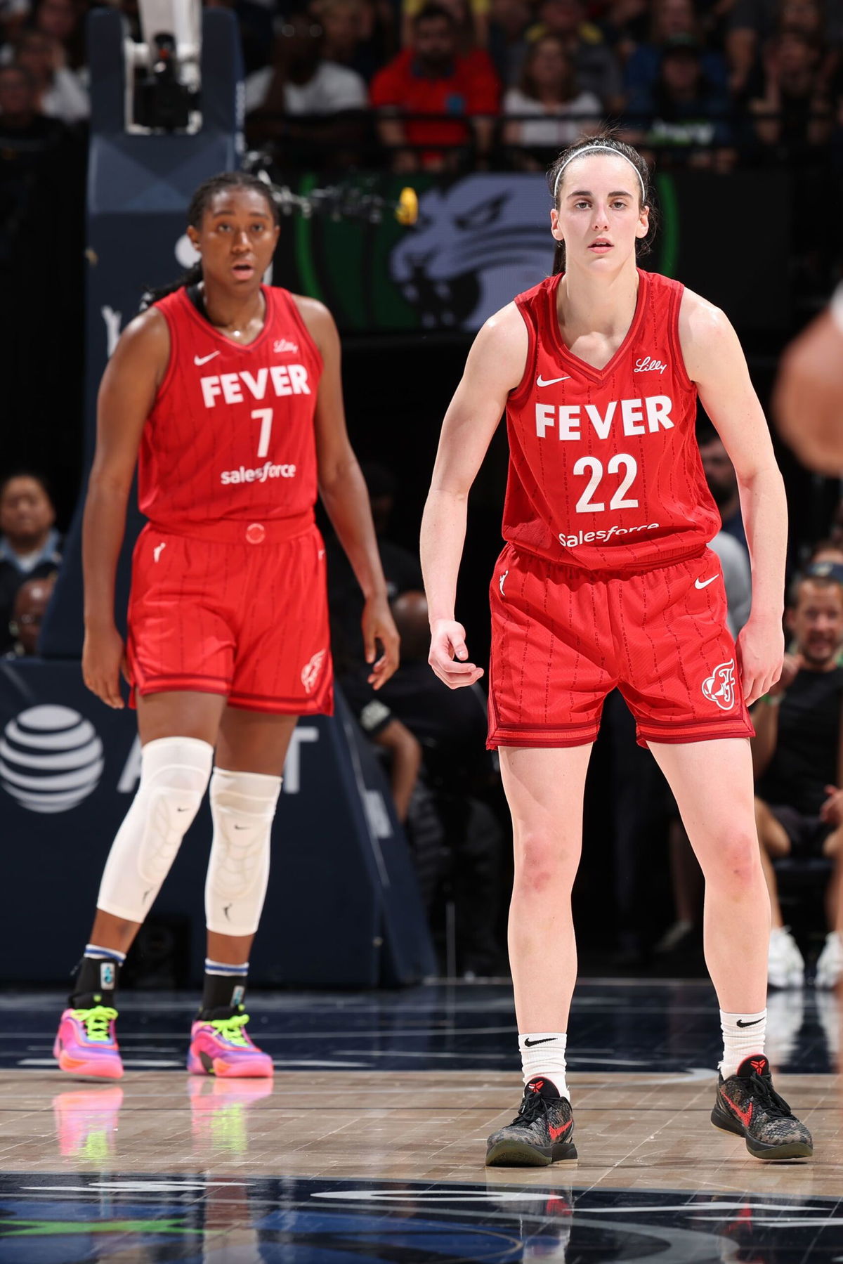 <i>David Berding/Getty Images via CNN Newsource</i><br/>Boston shoots the ball against Alanna Smith of the Minnesota Lynx in the first quarter.