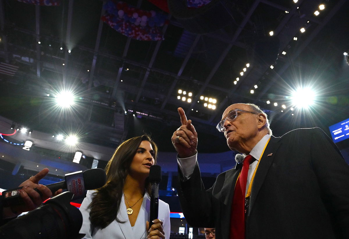 <i>Bernadette Tuazon/CNN via CNN Newsource</i><br/>CNN’s Kaitlan Collins speaks with Rudy Giuliani on July 16.