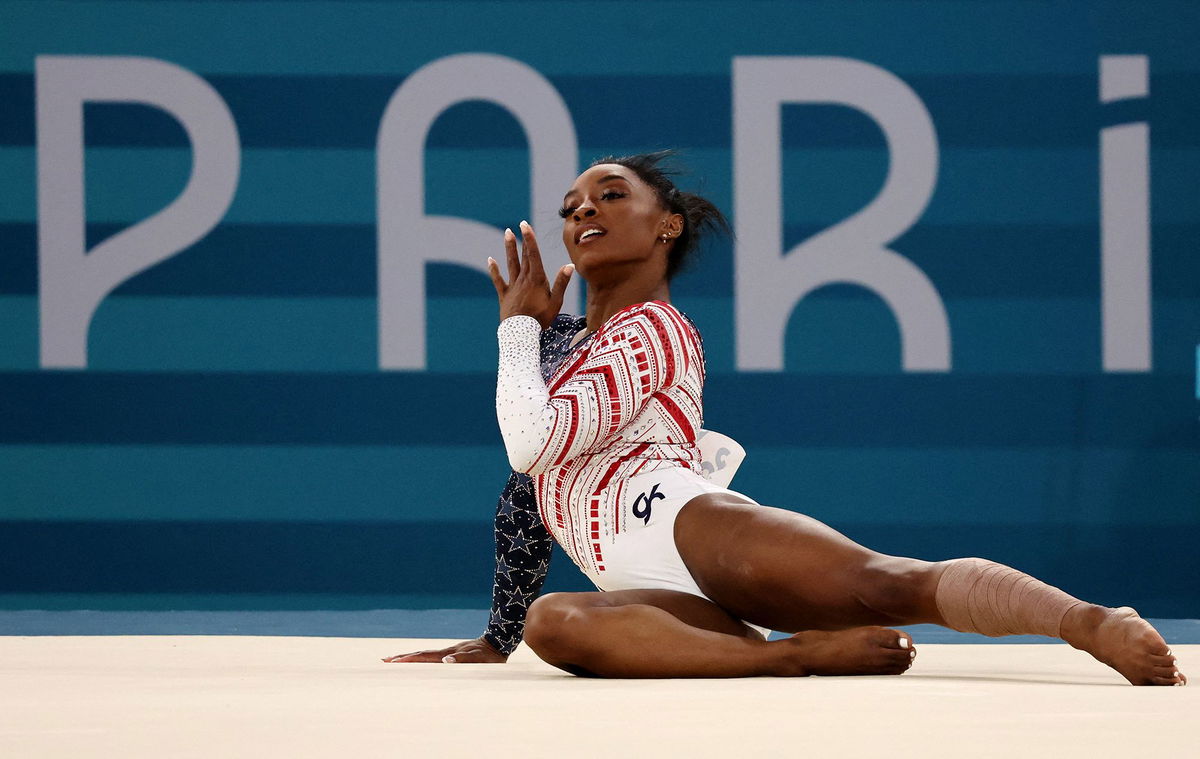 Olympic moment of the day Simone Biles, alone on the floor, completes