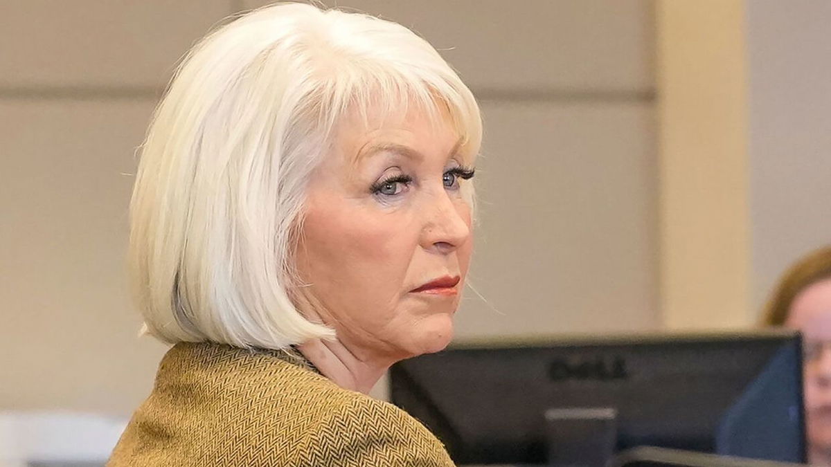 Tina Peters, former Mesa County, Colo., clerk, listens during her trial, March 2023, in Grand Junction, Colo.
